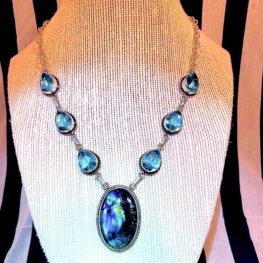 Labradorite and Blue Topaz Statement Necklace